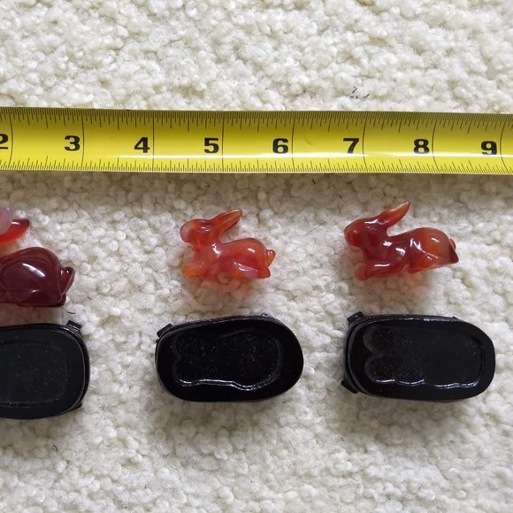 vintage 60s NWT carved agate rabbit figurine gift set 🎈HOST PICK🎈 - Picture 10 of 15